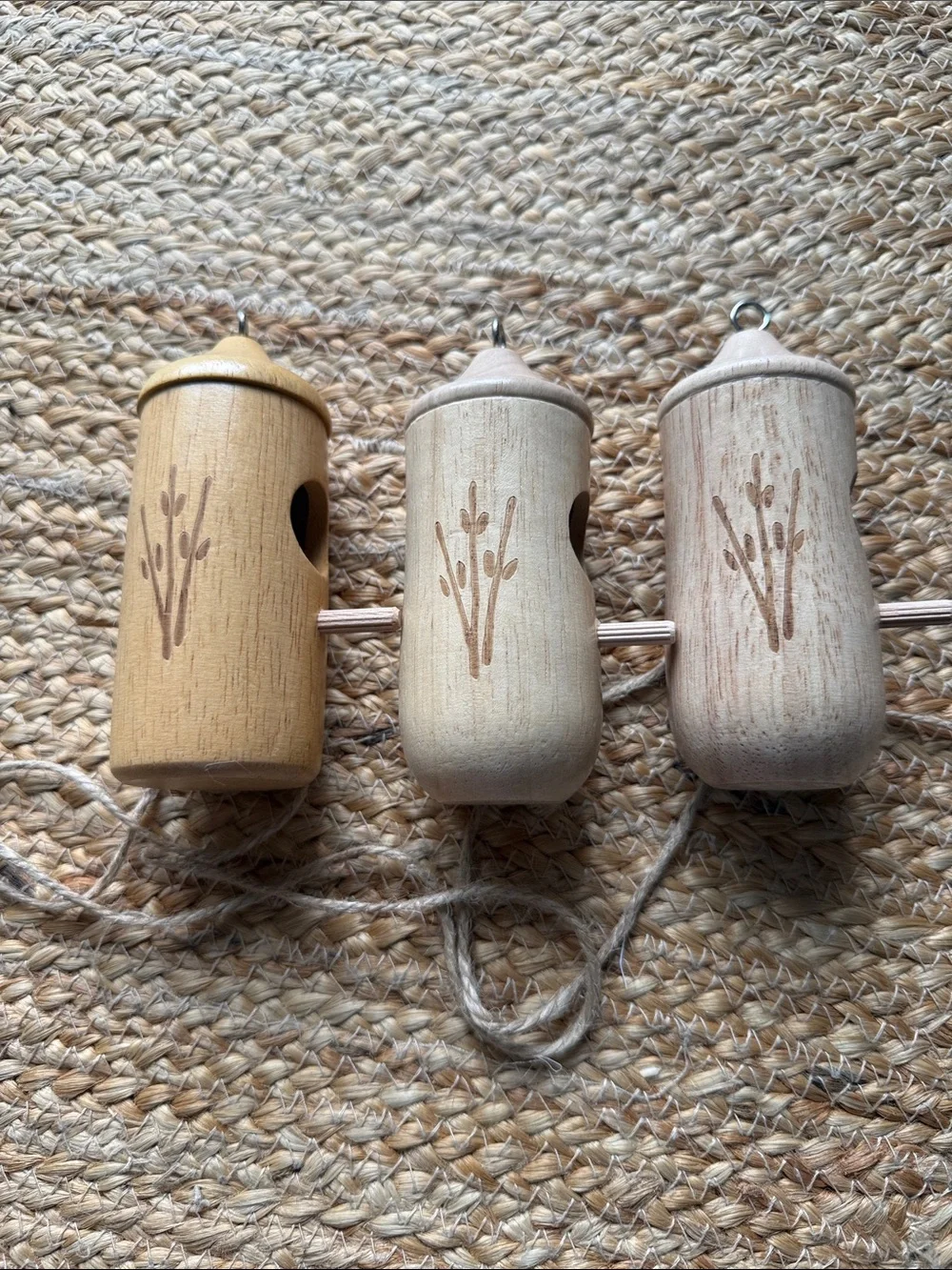 Natural Wood Hanging Hummington Birdhouse - Neutral (Set of 3)